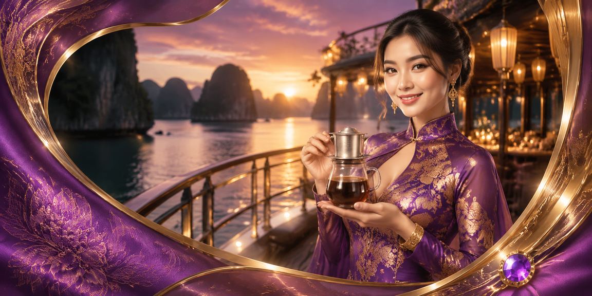Người dùng mặc áo dài đăng ký tài khoản cá cược tại vịnh Hạ Long